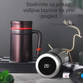 Termos šalica s LED zaslonom temperature, izolacija 6–12 sati, unutarnji 304 nehrđajući čelik, vanjski 201 nehrđajući čelik, prilagodljiv poklon
