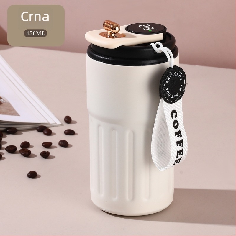 Termos šalica za kavu s unutarnjim 316 čelikom, vanjski 304 čelik, inteligentni prikaz temperature, prijenosna za automobil, mogućnost personalizacije logotipa