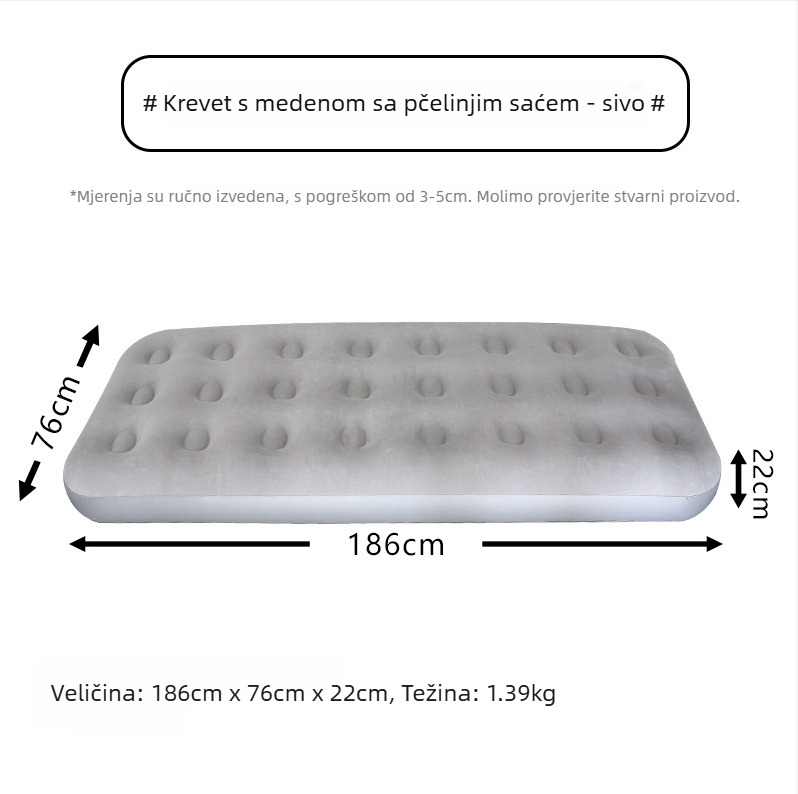 Napuhano ležište za spavanje; flokirana površina; nosivost: 200