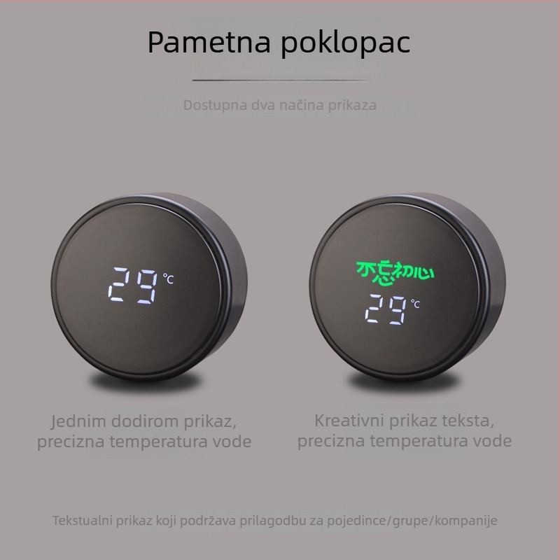Termos šalica s graviranim logom – dvostruka stijenka od nehrđajućeg čelika, unutarnji 304, vanjski 201, izolacija 6–12 sati, prilagodljiv tisak: lasersko graviranje, sitotisak ili 3D ispis