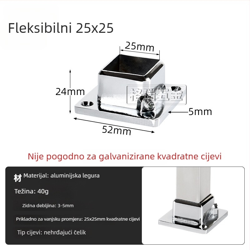 Konektor aluminijskog legura za kvadratnu cijev, za DIY police i sušilice za odjeću, višestruko spajanje