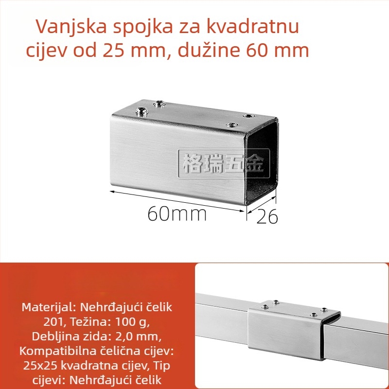 Konektor aluminijskog legura za kvadratnu cijev, za DIY police i sušilice za odjeću, višestruko spajanje