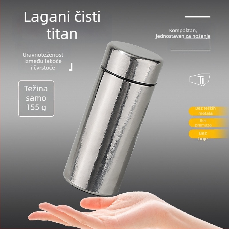 Titanijska izolirana šalica s prilagođenim logom, kompaktna džepna veličina, dvostruki zid