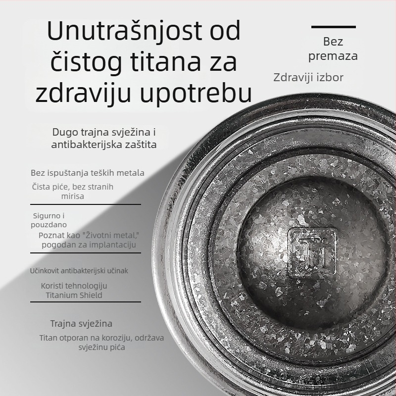 Titanijska izolirana šalica s prilagođenim logom, kompaktna džepna veličina, dvostruki zid