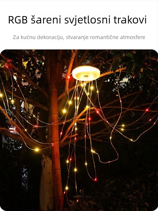 LED kamping svjetlo s 20 m nizom, napajanje baterijom, 3,7 V, 5 W, gumbeni prekidač