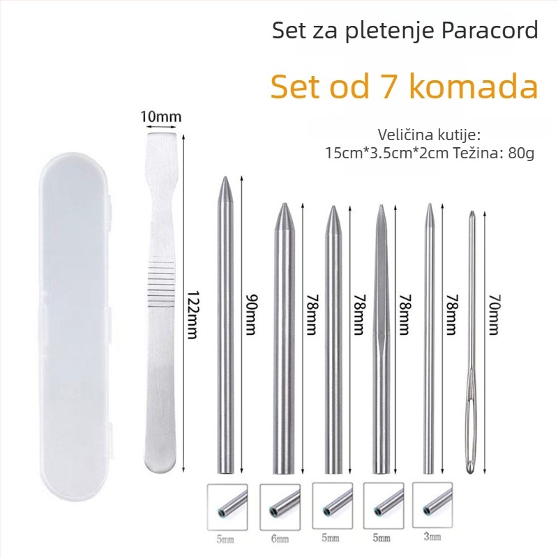 Set igala za pletenje narukvice od Paracorda — čelične igle za DIY vanjsku pletenje