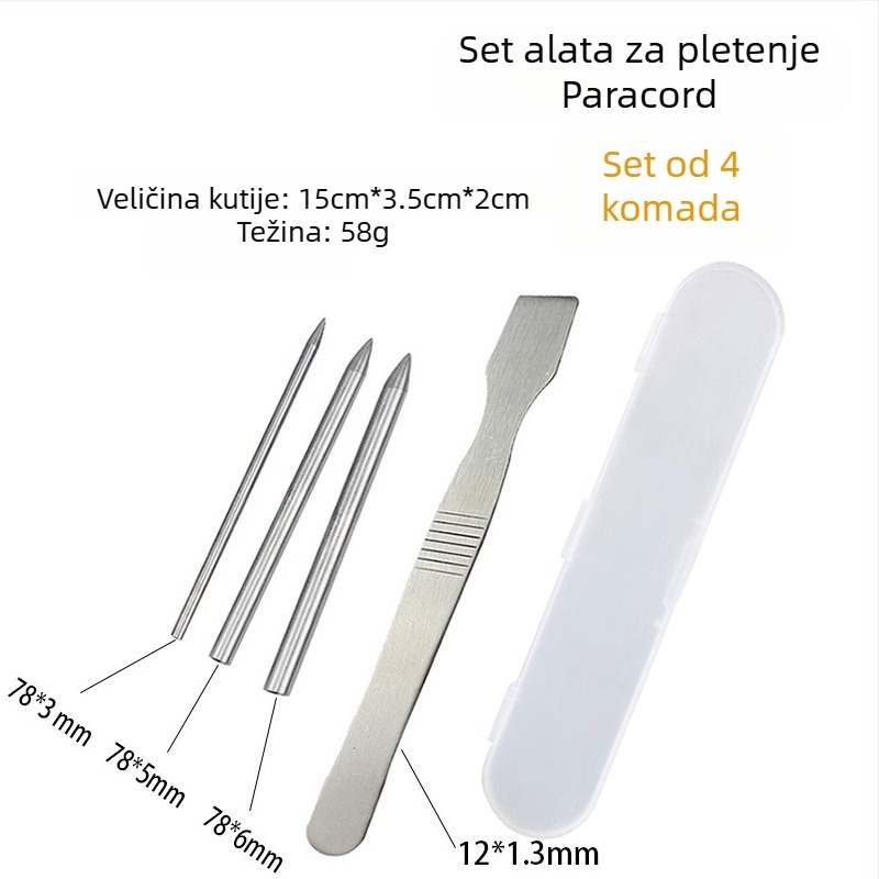 Set igala za pletenje narukvice od Paracorda — čelične igle za DIY vanjsku pletenje