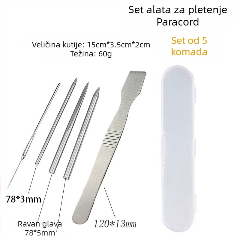 Set igala za pletenje narukvice od Paracorda — čelične igle za DIY vanjsku pletenje