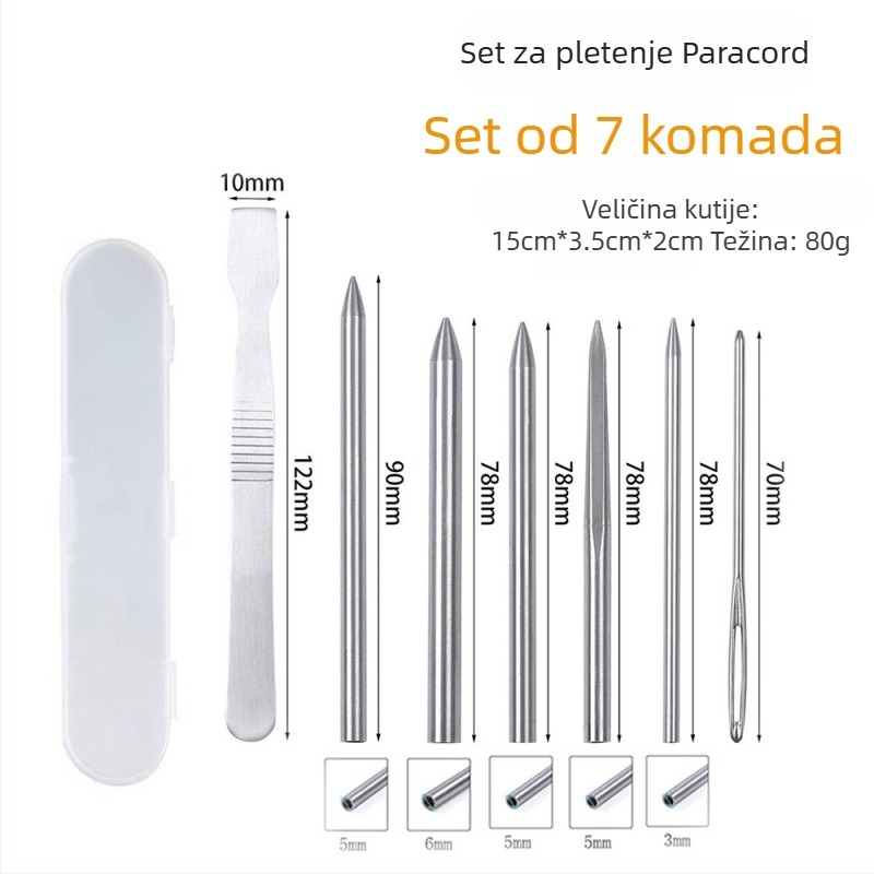 Set igala za pletenje narukvice od Paracorda — čelične igle za DIY vanjsku pletenje
