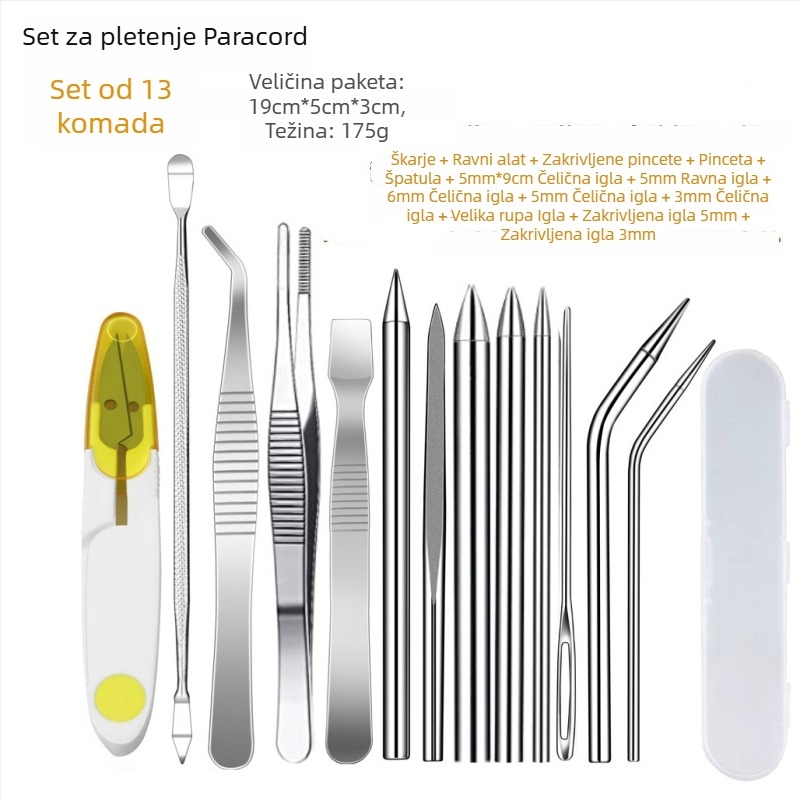 Set igala za pletenje narukvice od Paracorda — čelične igle za DIY vanjsku pletenje