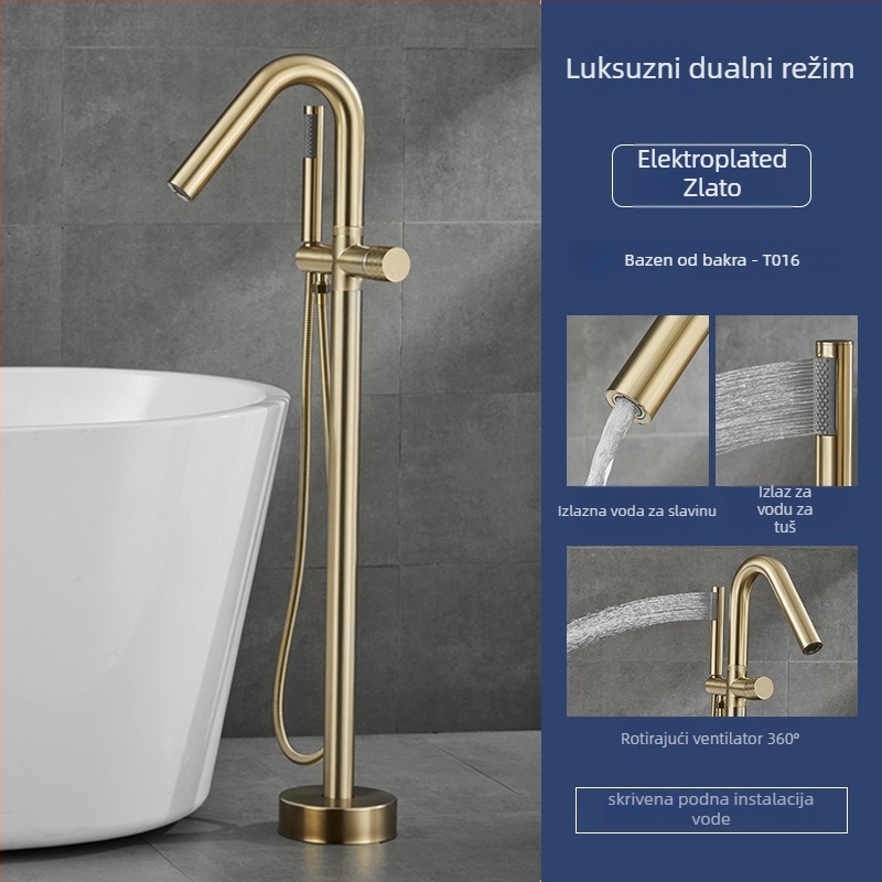 Kada slavina, potpuno bakrena, topla i hladna, keramički disk ventil, (1–99°C)