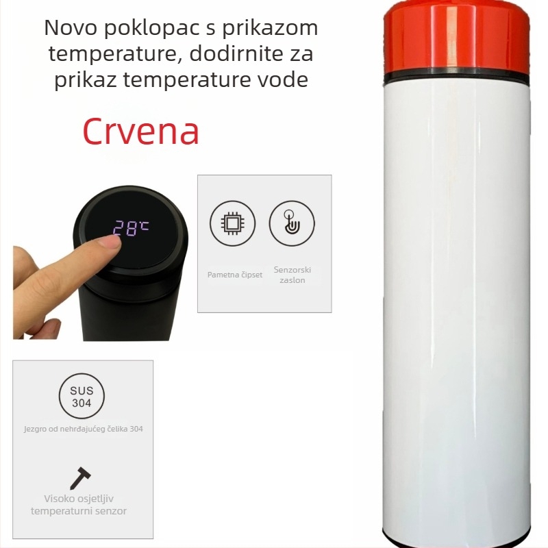 Termos šalica s vakuum izolacijom, unutarnja 304 nehrđajući čelik, vanjska 201 nehrđajući čelik, otisak loga toplim prijenosom, pravilan oblik, lagani luksuz