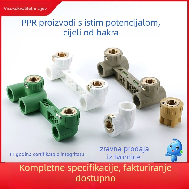 PPR dvostruki zavoj s unutarnjim navojem, T spoj U oblika, spoj za topljenje; razni modeli; prvoklasna kvaliteta