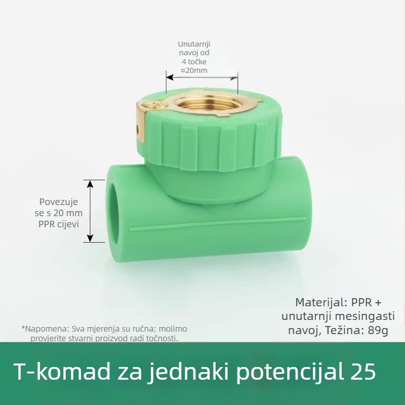 PPR dvostruki zavoj s unutarnjim navojem, T spoj U oblika, spoj za topljenje; razni modeli; prvoklasna kvaliteta