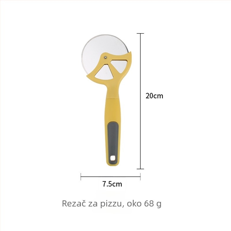 Set kuhinjskih gadgeta: olovivač, tortna špahtula, reznik voća i otvarač boce; drške od drveta/PP; ABS dijelovi; oštrice od 430 nehrđajućeg čelika.