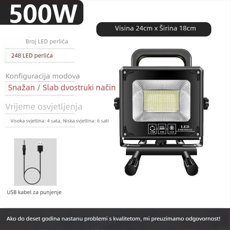 Kamping svjetlo za nužne situacije, žarulja sa žarnom niti, punjivo napajanje