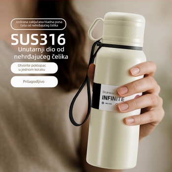 Termos šalice s dvostrukim poklopcem i razdvajanjem čaja i vode, unutarnji 316 nehrđajući čelik, vanjski 201 nehrđajući čelik, vakuumska izolacija, prenosna za automobil