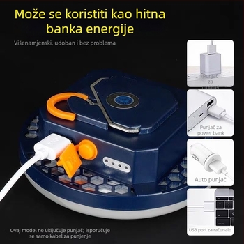 LED svjetlo za kampiranje – napajano kinetičkom energijom, vodootporno, prijenosno