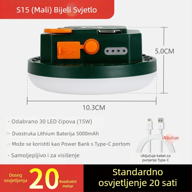 LED svjetlo za kampiranje – napajano kinetičkom energijom, vodootporno, prijenosno