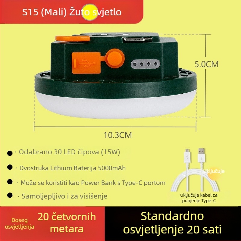 LED svjetlo za kampiranje – napajano kinetičkom energijom, vodootporno, prijenosno
