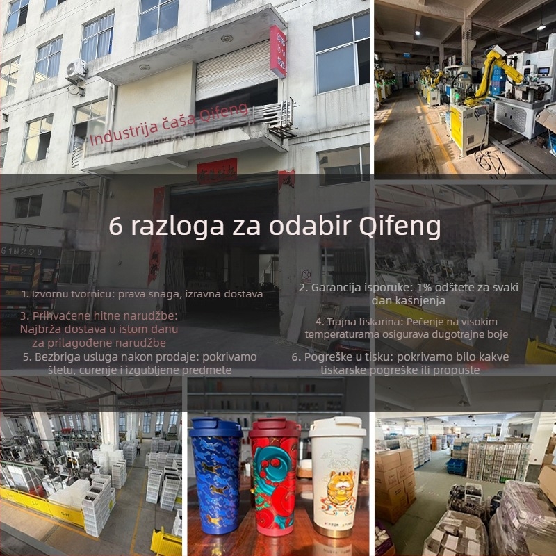 Termos šalica s unutarnjom 304 nehrđajućom čeličnom, vanjskom 201 nehrđajućom čelom, izolacija 6–12 sati, poklopac s pop-up mehanizmom od nehrđajućeg čelika, lasersko graviranje i tiskanje logotipa