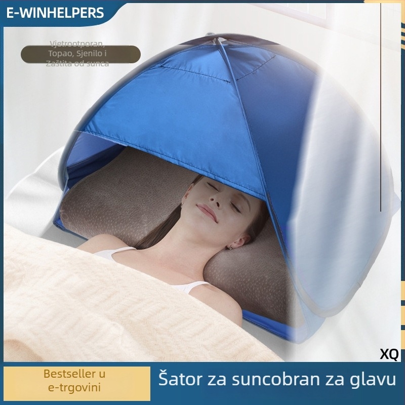 Šator za glavu za spavanje, brzo otvaranje, jednovrstni; težina 1,0 kg; šipke od galvaniziranog željeza; unutarnji materijal 190T srebrno premazani poliester Oxford; vanjski materijal Oxford; vodootpornost vanjskog <1000 mm; sva godišnja doba