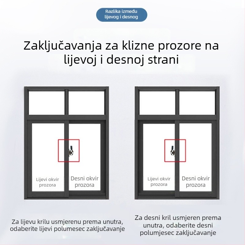 Brava polumjeseca tipa B | Nehrđajući čelik i plastični čelik | Za vrata i prozore | Moderan stil