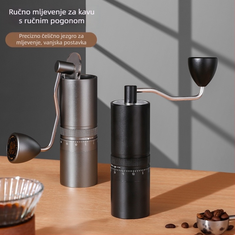 Nine Forging Ručni mlin za kavu – CNC vanjski regulirani s postavkom od sedam zvjezdica, retro luksuzni stil, mogućnost prilagodbe