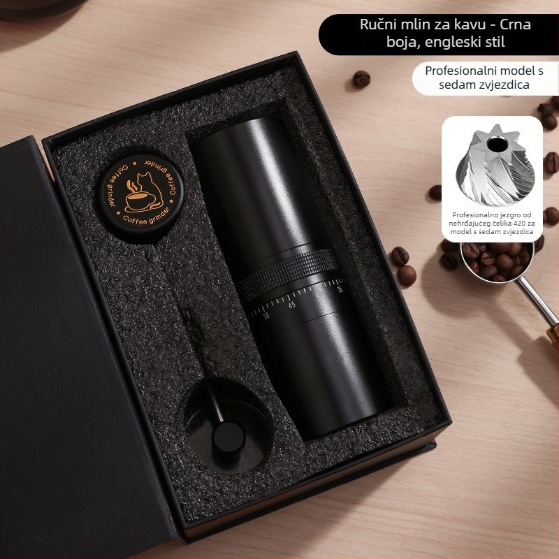 Nine Forging Ručni mlin za kavu – CNC vanjski regulirani s postavkom od sedam zvjezdica, retro luksuzni stil, mogućnost prilagodbe