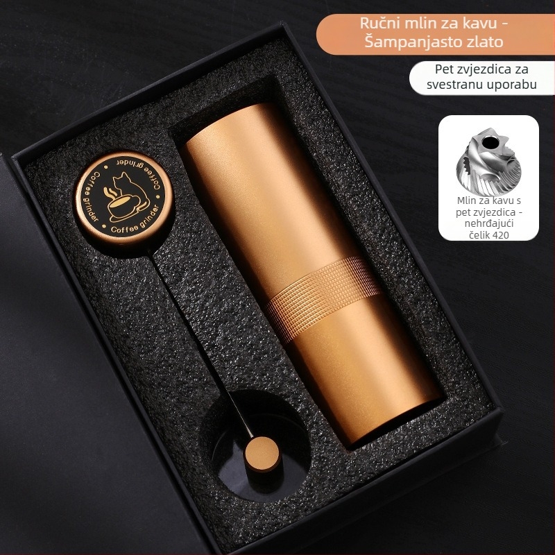 Nine Forging Ručni mlin za kavu – CNC vanjski regulirani s postavkom od sedam zvjezdica, retro luksuzni stil, mogućnost prilagodbe