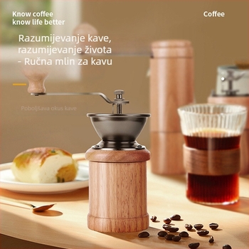 Lbeans ručni drveni mlin za kavu – ručno okretanje, retro stil, masivno drvo