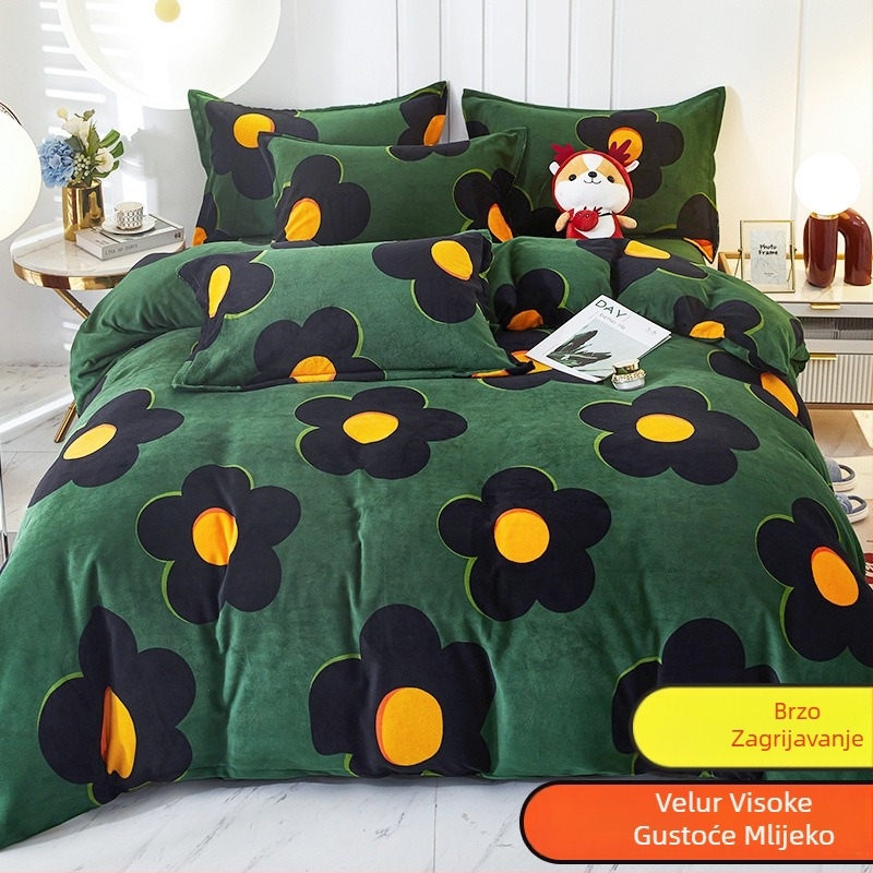 Navlaka za pokrivač od mliječnog velūra, dvostrano podstavljena, zimsku plišanu podstavu, uzorak: pruge, geometrijski, crtani; tkanje: četkanje; ispis i boja; navlaka za pokrivač