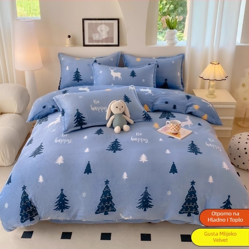 Navlaka za pokrivač od mliječnog velūra, dvostrano podstavljena, zimsku plišanu podstavu, uzorak: pruge, geometrijski, crtani; tkanje: četkanje; ispis i boja; navlaka za pokrivač