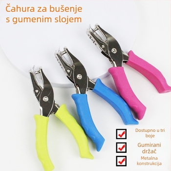 Ručni otvarač rupa s gumiranim držalom i metalnim tijelom (Model 130BJ6G, 1 rupa, ručno upravljanje, težina 87 g)