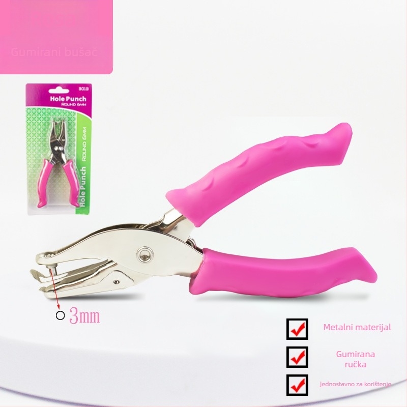 Ručni otvarač rupa s gumiranim držalom i metalnim tijelom (Model 130BJ6G, 1 rupa, ručno upravljanje, težina 87 g)