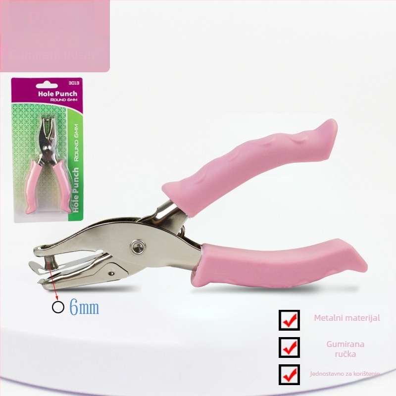 Ručni otvarač rupa s gumiranim držalom i metalnim tijelom (Model 130BJ6G, 1 rupa, ručno upravljanje, težina 87 g)