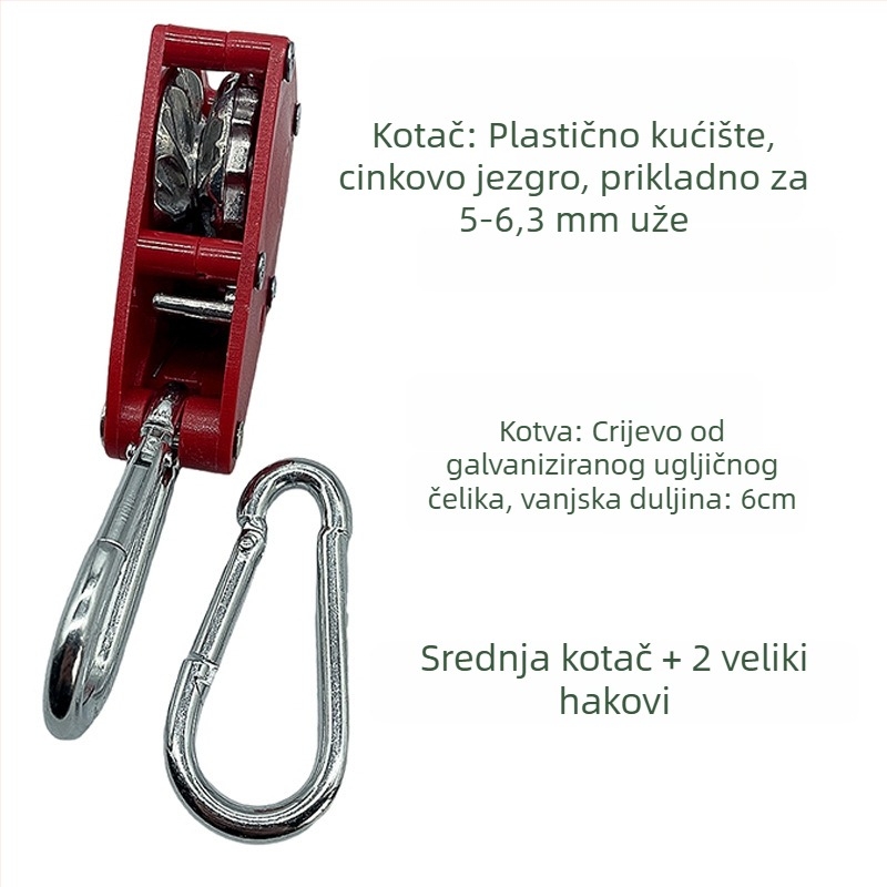 Role za istezanje užeta šatora – kompatibilna s 4,5–6,3 mm, vanjski ABS, unutarnji cink legura