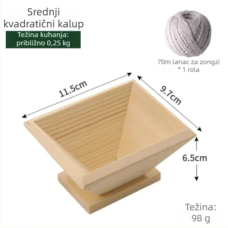 Model za zongzi od masivnog drveta; trokutasti i četverokutni oblici; moguć ispis logotipa.