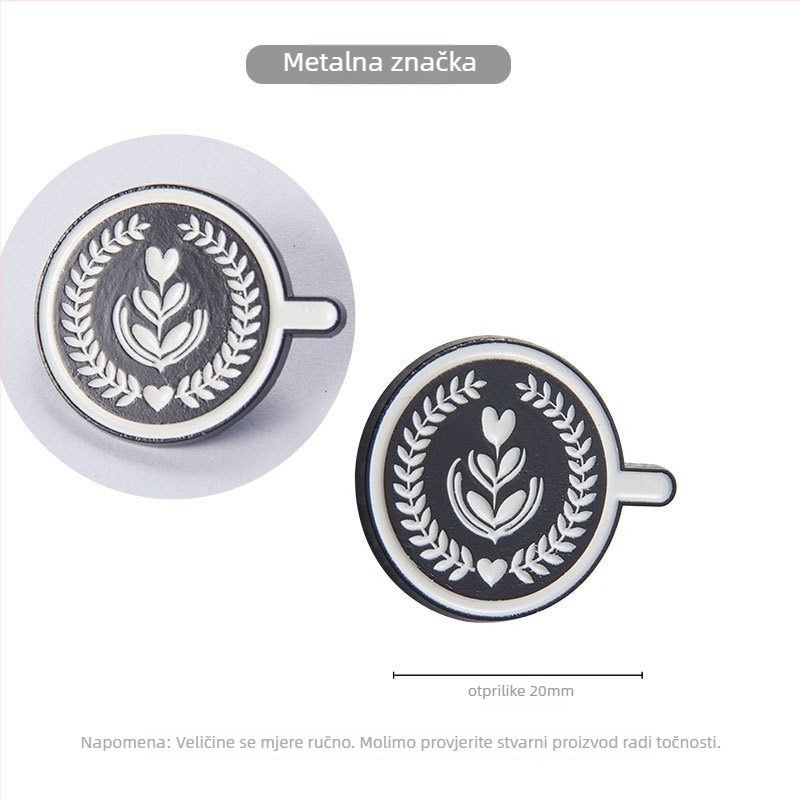 Set za kavu – ključni lanac s motivom moka lonca; uključuje mlinac za zrnje i prešu za prašak; površina s podjelom boja; moderan jednostavan stil; otisnut logotip