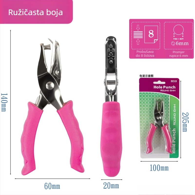 Ručni perforator za papir s gumiranim držačem — model 3012, marka Yishen, ručna perforacija, 1 rupa, debljina perforacije: 2