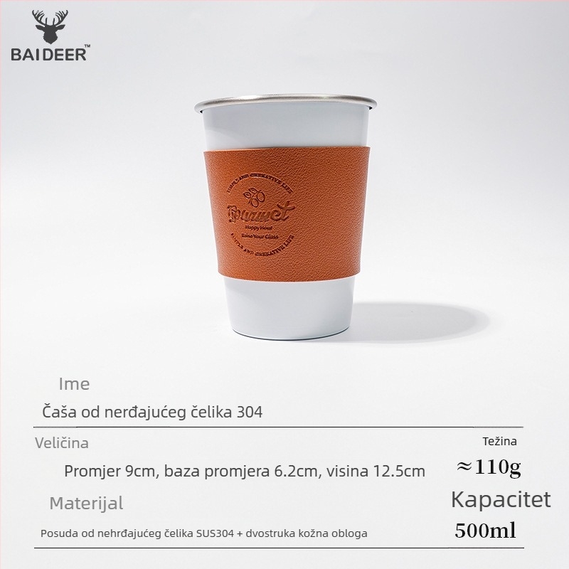 Kemping set šalice za kavu od nehrđajućeg čelika 304, prijenosan i ultra lagan, težina 110 g, za 3–5 osoba, model BL0070-B
