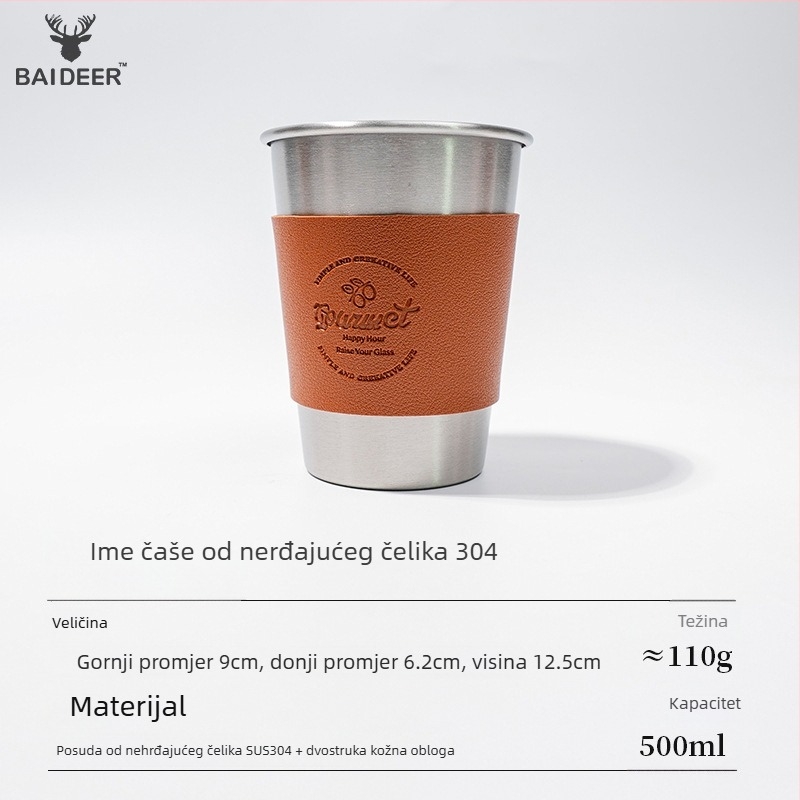 Kemping set šalice za kavu od nehrđajućeg čelika 304, prijenosan i ultra lagan, težina 110 g, za 3–5 osoba, model BL0070-B