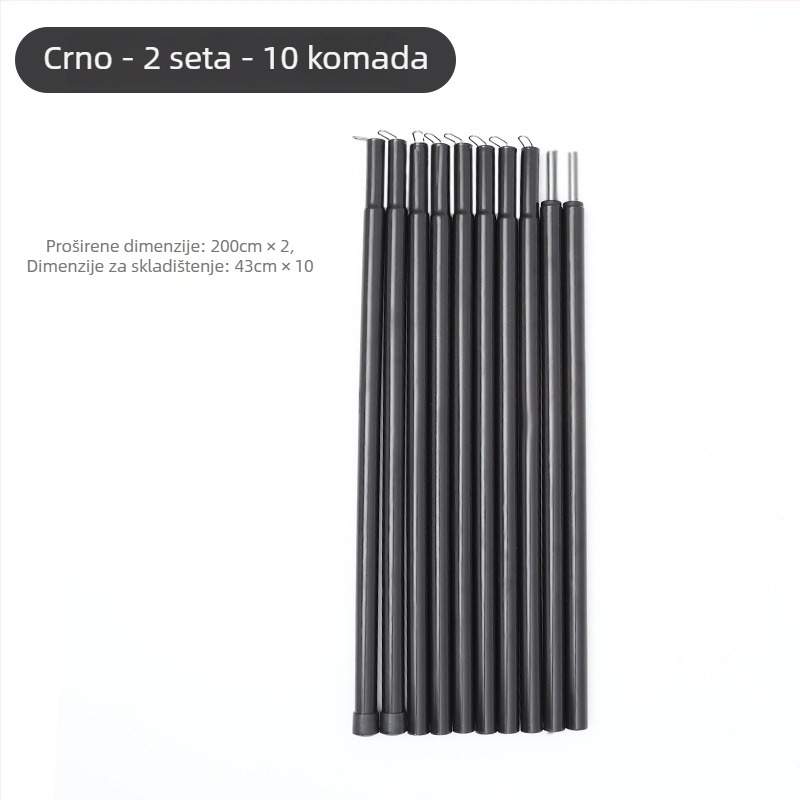 Set nosača šatorskog baldahina, 5-dijelni visoki štapovi, 10-dijelni štapovi, metalna konstrukcija, težina 900 g, DAWN TRIP/Liver