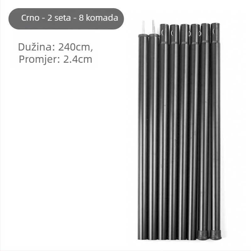 Set nosača šatorskog baldahina, 5-dijelni visoki štapovi, 10-dijelni štapovi, metalna konstrukcija, težina 900 g, DAWN TRIP/Liver