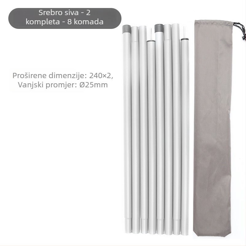 Set nosača šatorskog baldahina, 5-dijelni visoki štapovi, 10-dijelni štapovi, metalna konstrukcija, težina 900 g, DAWN TRIP/Liver