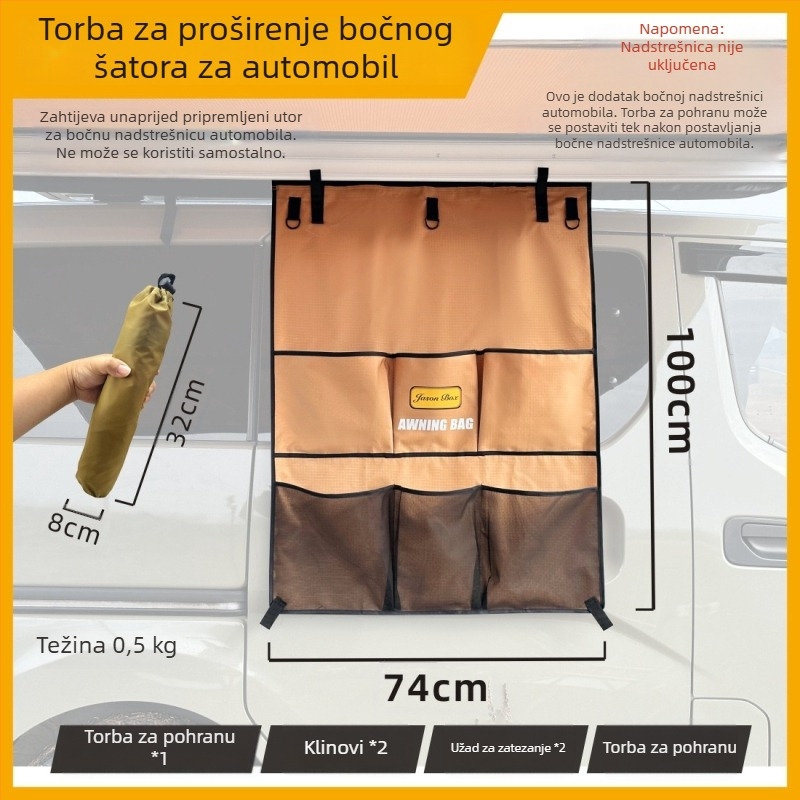 Jasonbox vanjski bočni šator za automobil s prozorom, set za proširenje, bočna torba za pohranu i šator s projekcijskim zaslonom
