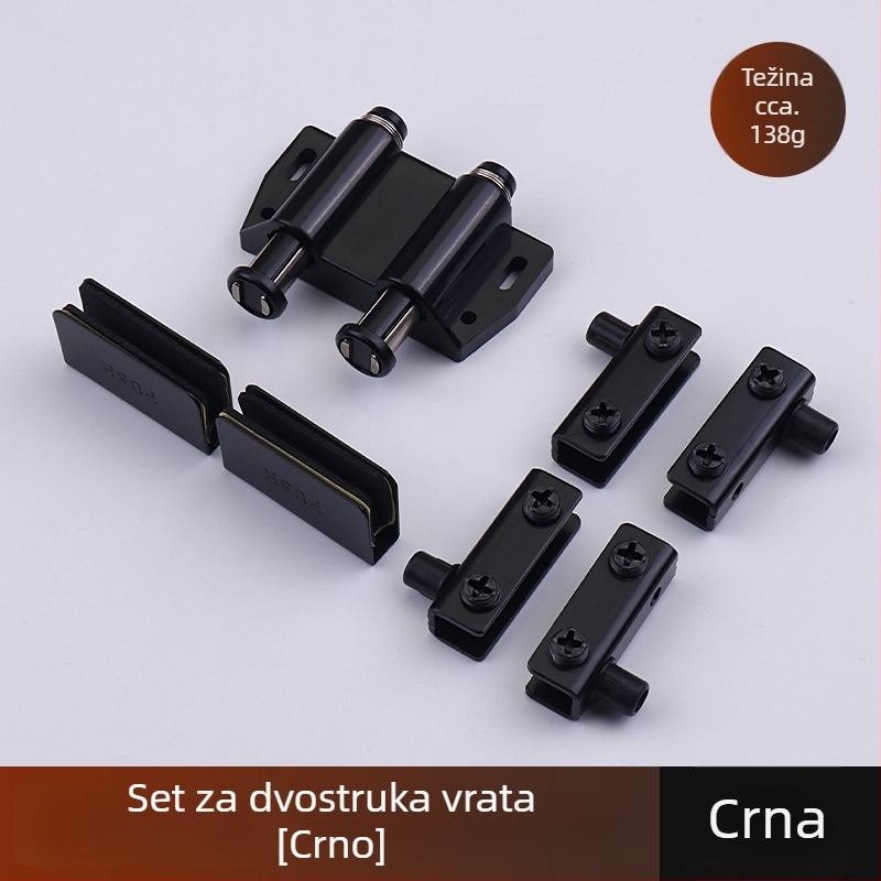 Staklena šarka za vrata ormarića (staklo 3-5 mm, željezo, elektroplakiranje, jednokrilna/dvokrilna vrata)