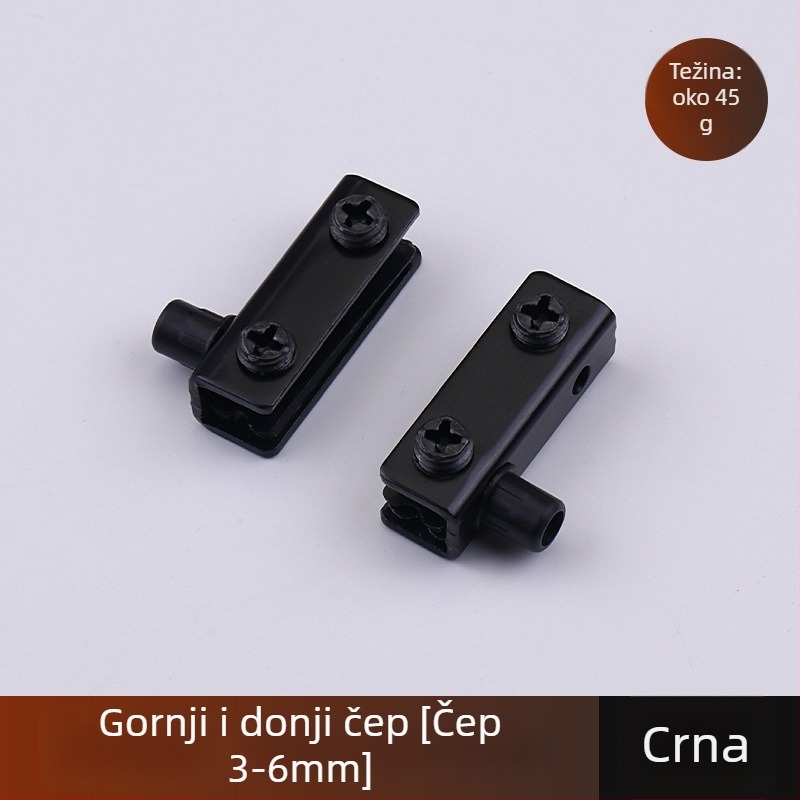 Staklena šarka za vrata ormarića (staklo 3-5 mm, željezo, elektroplakiranje, jednokrilna/dvokrilna vrata)