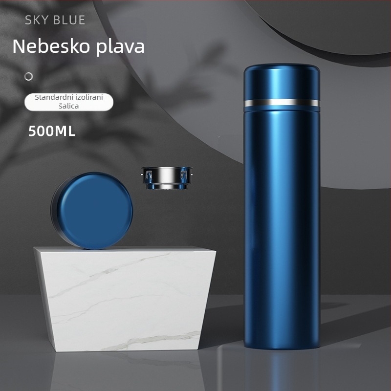 Izolirana čaša od 316 nehrđajućeg čelika s pametnim zaslonom temperature, odjeljak čaja i vode, auto i putovanje, s filtrom za čaj