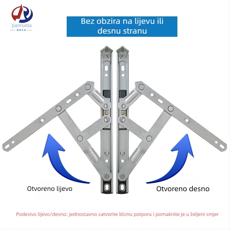 Panta za prozor kasement, Tip 50, nehrđajući čelik 201/304, 22‑kvadratni utor, četverolink podrška protiv vjetra